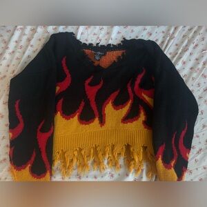 Flame cropped knit sweater good condition